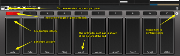 In-app touch pads
