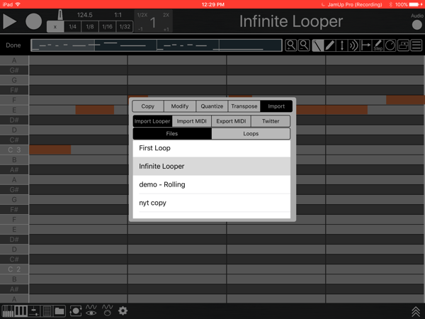 Importing Loops from other Infinite Looper projects